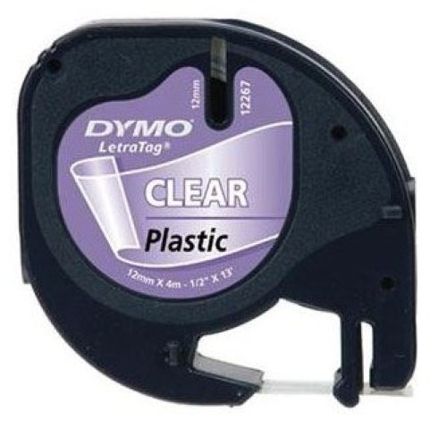 C/10 CINTA DYMO LETRATAG PLASTICO NEGRO/BLANCO 12MMX4M