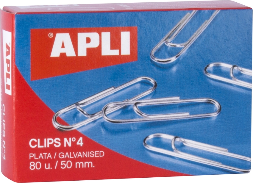 C/10 CAJAS 80 CLIPS NIQUELADOS 50MM N?4 APLI