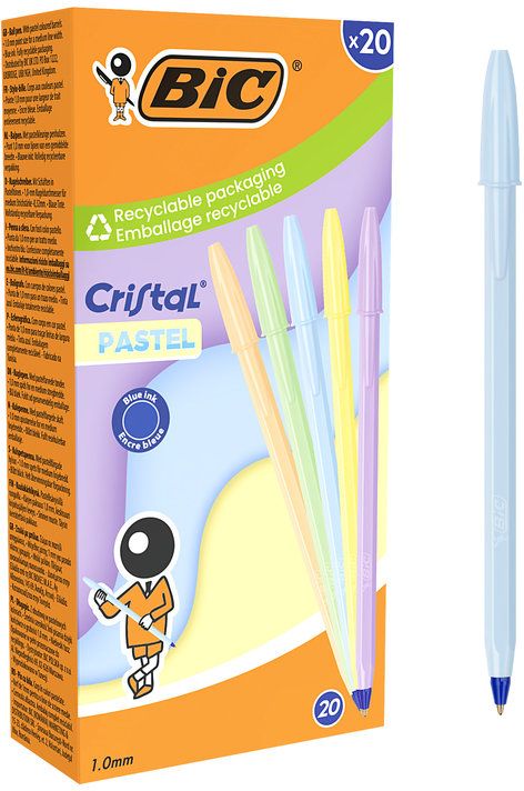 C/20 BOLIGRAFO BIC CRISTAL PASTEL COLORES SURTIDOS