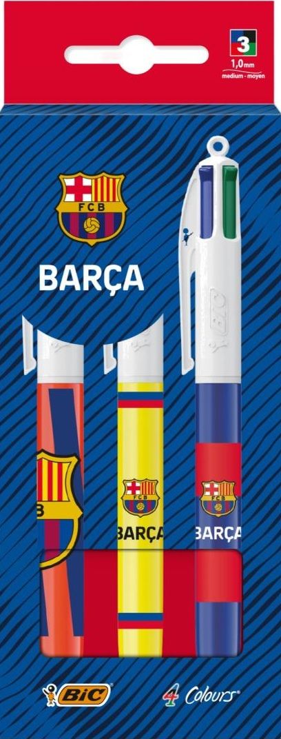 BLISTER 3 BOLIGRAFOS BIC 4 COLORES FC BARCELONA