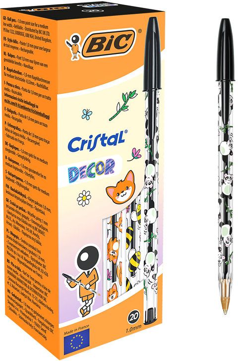 C/20 BOLIGRAFO BIC CRISTAL DECOR TINTA NEGRA