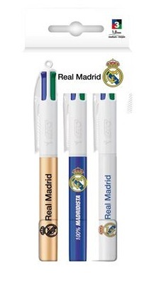 BLISTER 3 BOLIGRAFOS BIC 4 COLORES REAL MADRID F.C.
