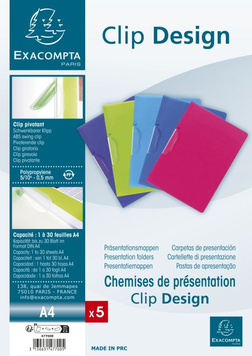 PAQ/25 CARPETA CON CLIP GIRATORIO A4 CLIP DESING COL. SURT.