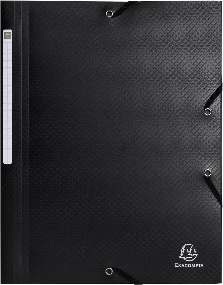 PAQ/10 CARPETA A4 GOMAS Y SOLAPAS PP OPAK REC. COL. NEGRO