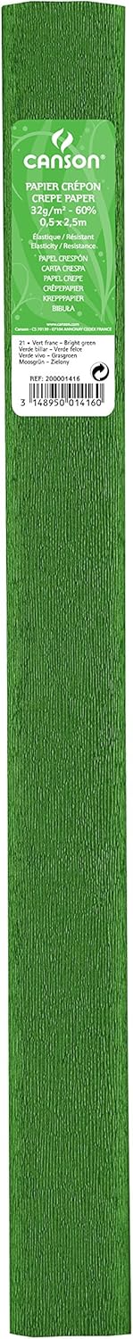 PAQ/10 ROLLO CONTINUO PAPEL CRESPON 50X250CM VERDE BILLAR