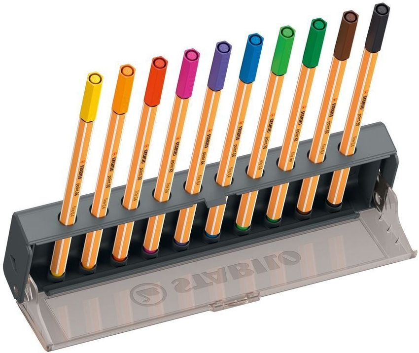 ESTUCHE CLICK SET 10 STABILO POINT 88 COLORES SURTIDOS