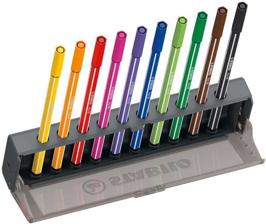 ESTUCHE CLICK SET 10 STABILO PEN 68 COLORES SURTIDOS