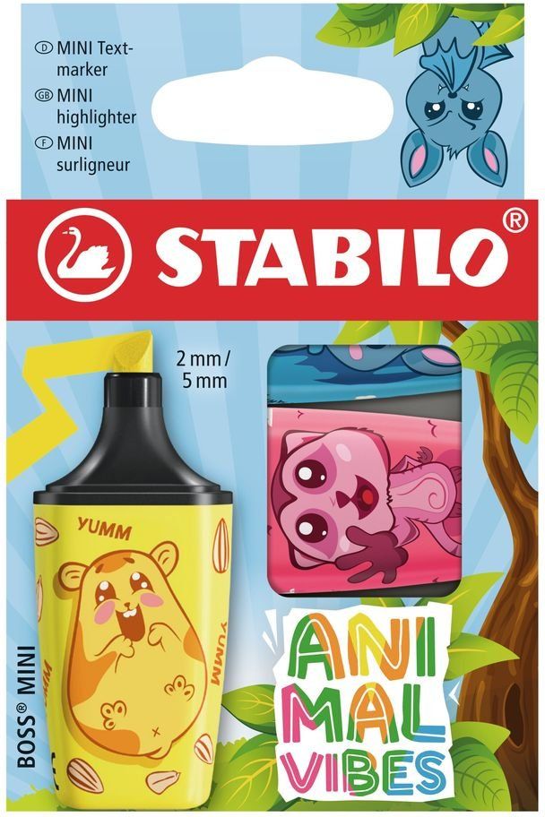 ESTUCHE 3 MARCADORES STABILO BOSS MINI ANIMAL VIBES