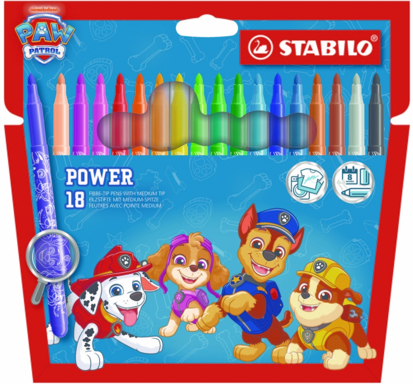 ESTUCHE 18 ROTULADORES STABILO POWER PAW PATROL