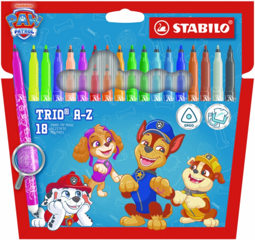 ESTUCHE 18 ROTULADORES STABILO TRIO PAW PATROL