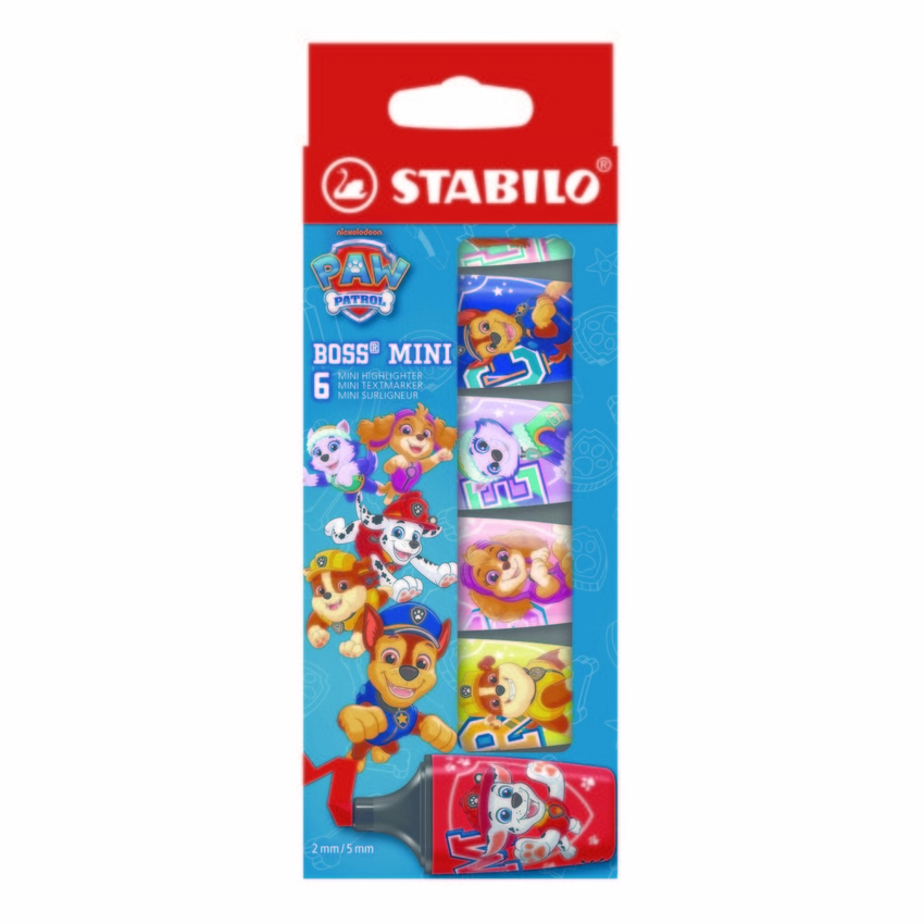 ESTUCHE 6 MINI ROTULADORES STABILO BOSS MINI PAW PATROL
