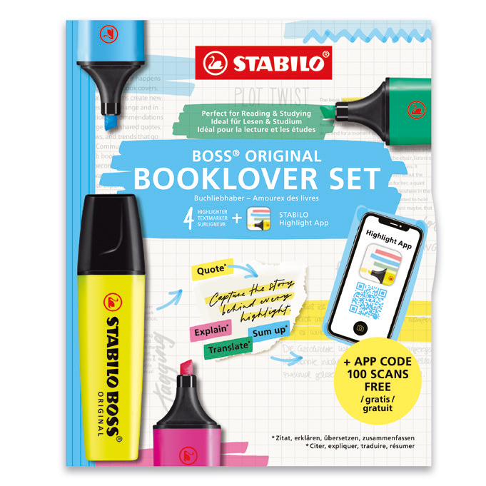 ESTUCHE 4 MARCADOR STABILO BOSS ORIGINAL BOOKLOVER COLORES
