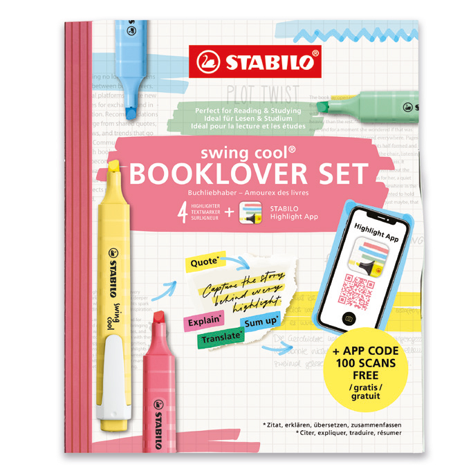 ESTUCHE 4 MARCADOR SWING COOL BOOKLOVER COLORES PASTEL