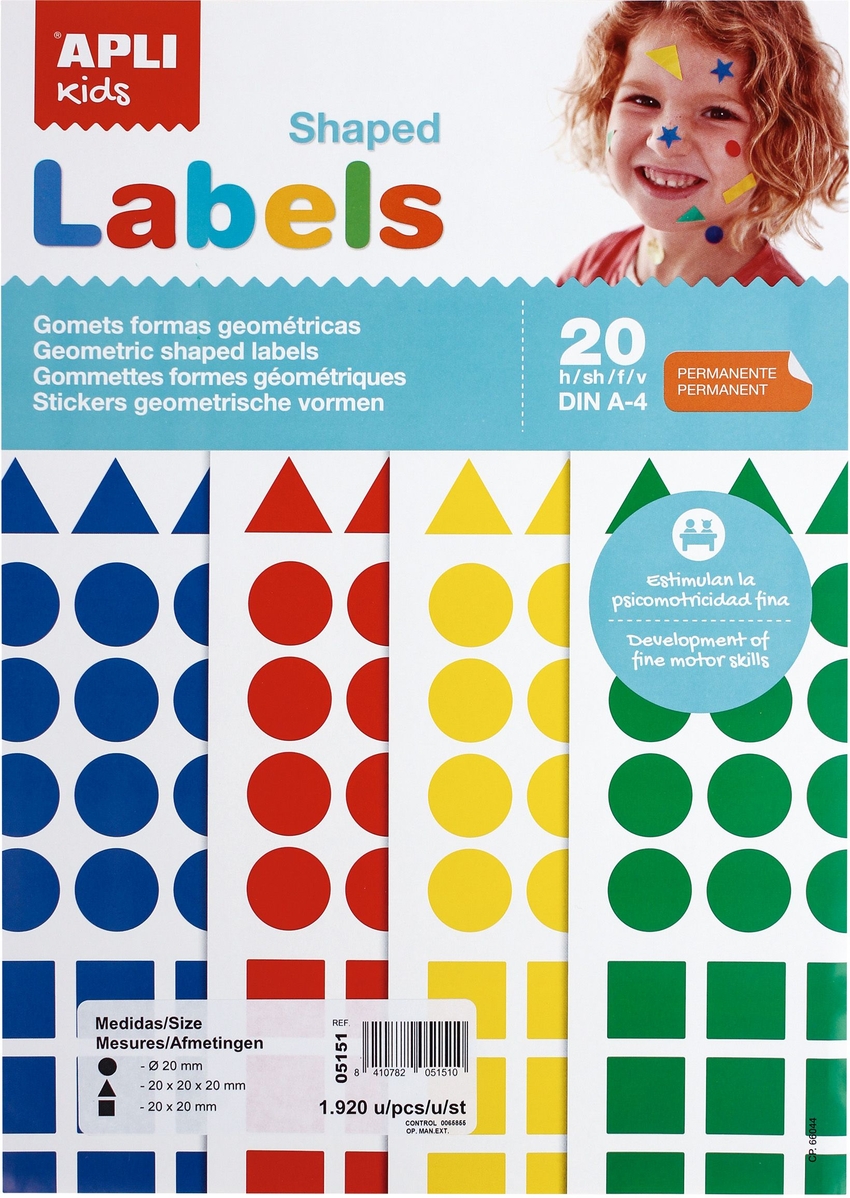 BOLSA 20 HOJAS GOMETS A4 FORMAS Y COLORES SURTIDOS PERMANEN