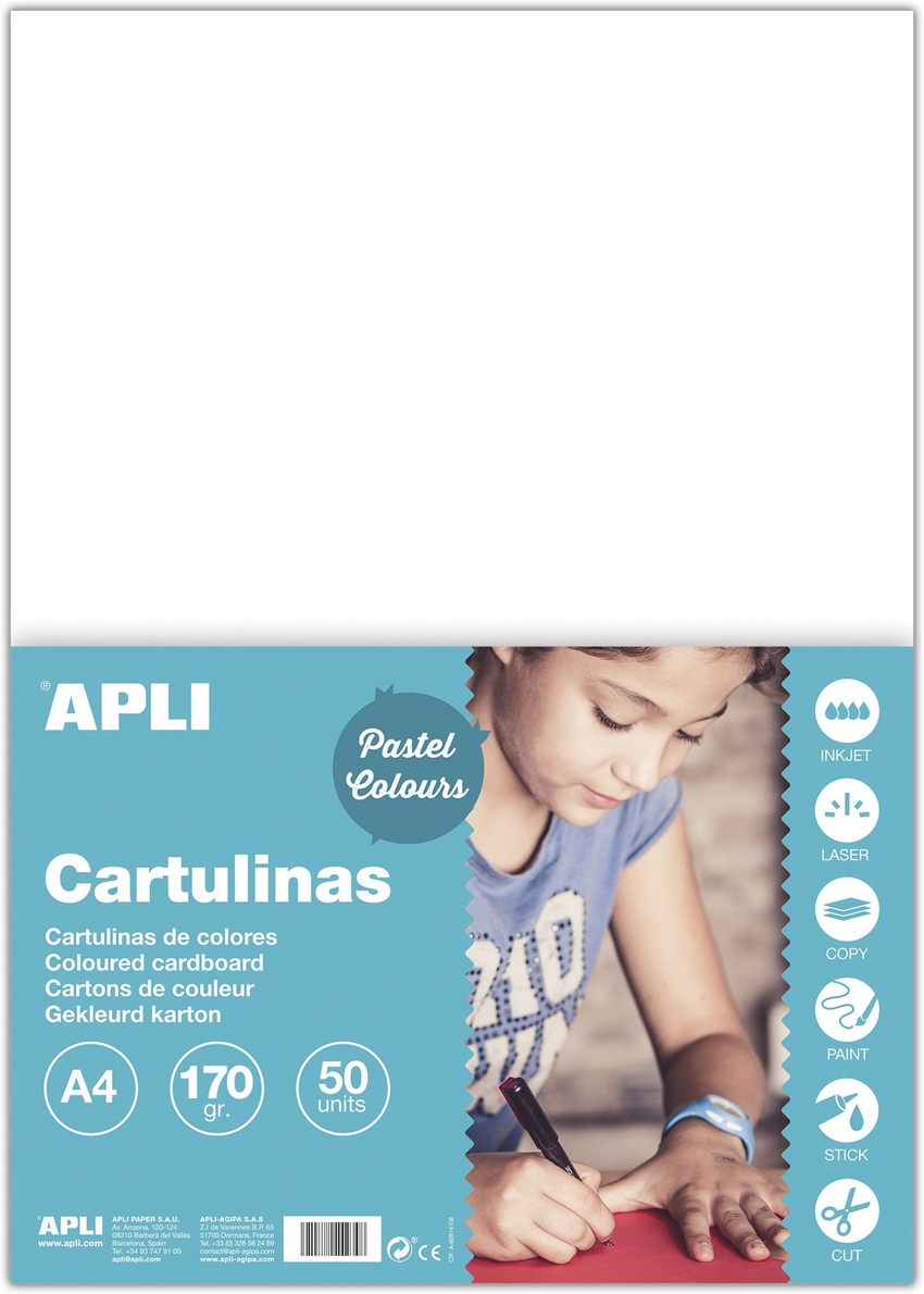 BLOC MANUALIDADES 50 CARTULINAS BLANCAS A4 170G