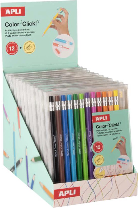 EXP 12 ESTUCHES PORTAMINAS DE COLORES VIVOS COLOR CLICK