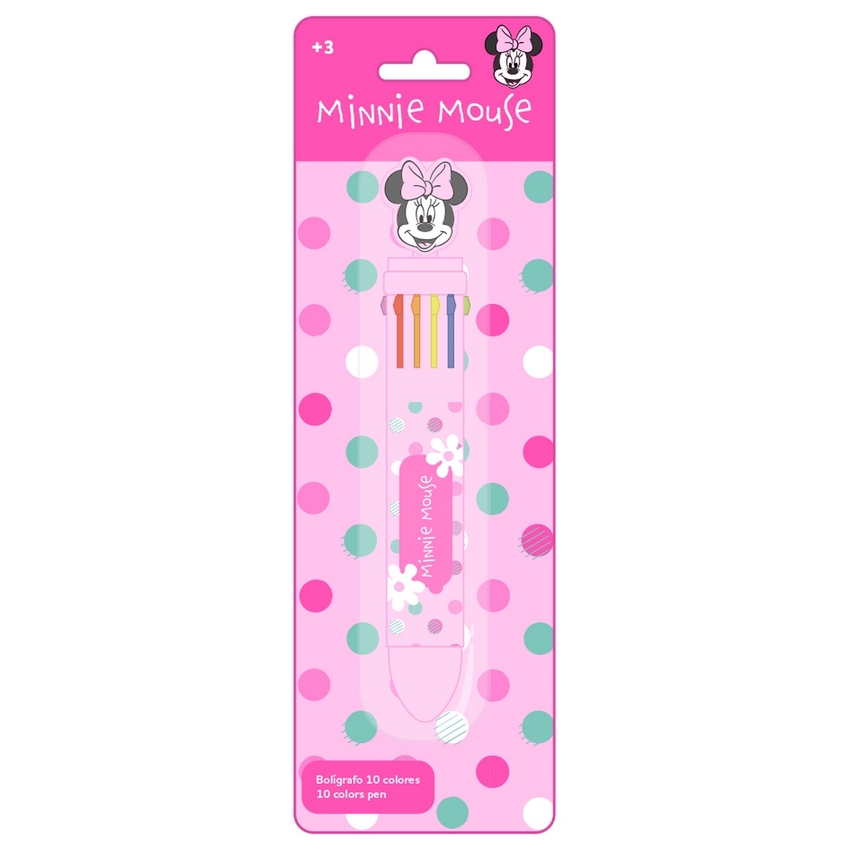 DISPLAY BOLIGRAFO RETRACTIL 10 COLORES MINNIE MINTY 7X20CM