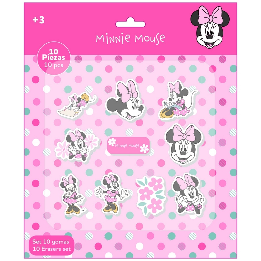 SET 10 GOMAS DE BORRAR MINNIE MOUSE MINTY 25X30CM