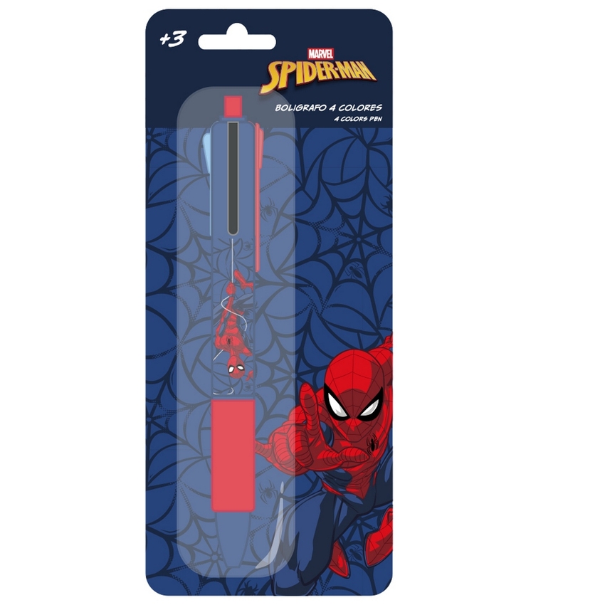 DISPLAY BOLIGRAFO RETRACTIL 4 COLORES SPIDER-MAN 8X19CM
