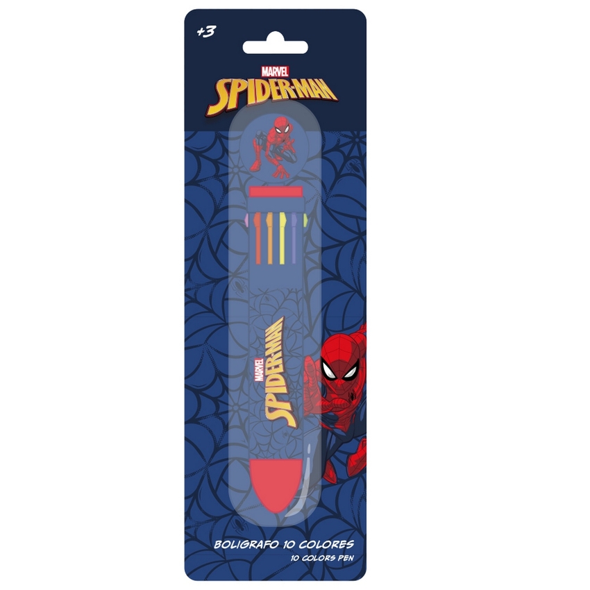 DISPLAY BOLIGRAFO RETRACTIL 10 COLORES SPIDER-MAN 7X20CM