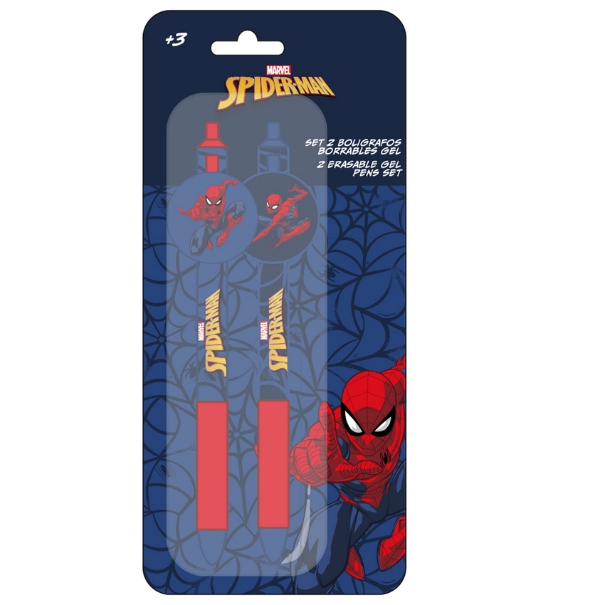 DISPLAY 2 BOLIGRAFOS BORRABLES SPIDER-MAN 9X20CM