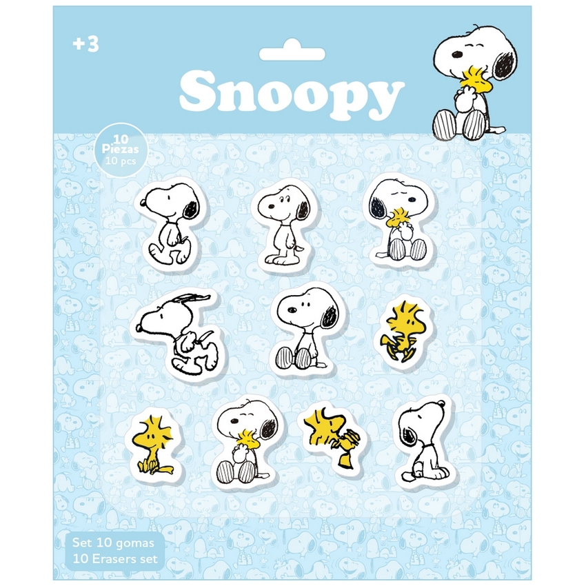 SET 10 GOMAS DE BORRAR SNOOPY 25X30CM
