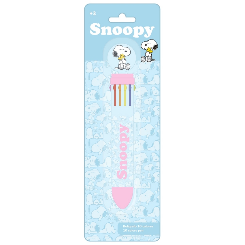 DISPLAY BOLIGRAFO RETRACTIL 10 COLORES SNOOPY 7X20CM