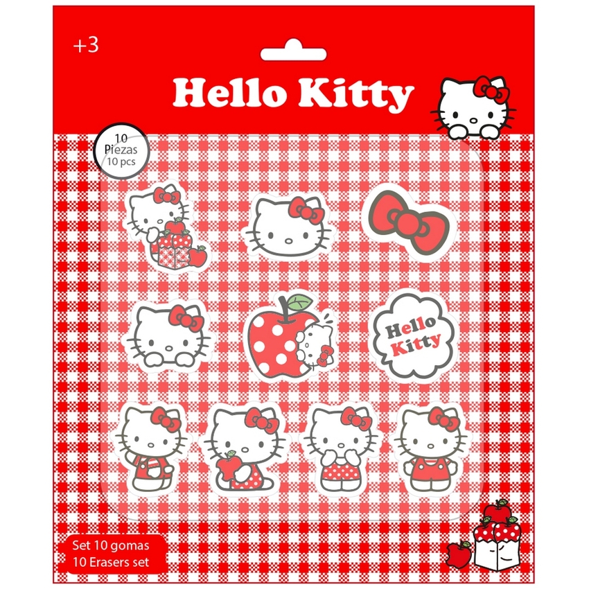 SET 10 GOMAS DE BORRAR HELLO KITTY 25X30CM