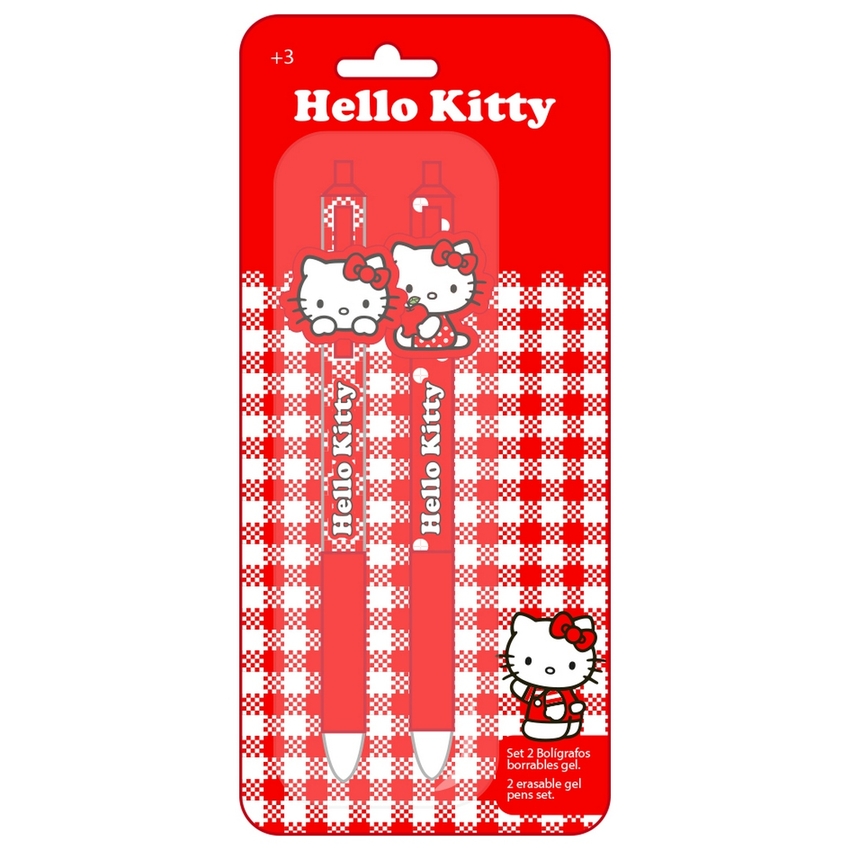 DISPLAY 2 BOLIGRAFOS BORRABLES HELLO KITTY 9X20CM