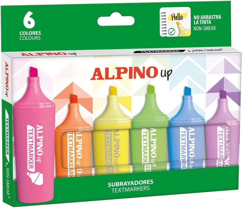 ESTUCHE 6 MARCADORES FLUORESCENTES ALPINO UP