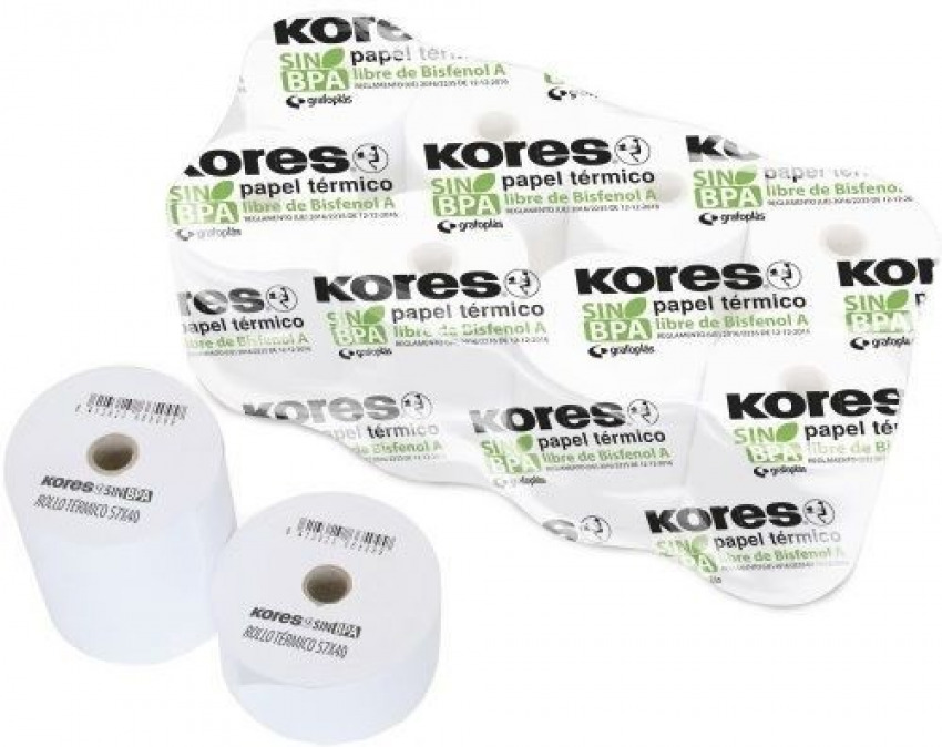 PACK 10 ROLLOS PAPEL TERMICO 60X55X12MM KORES