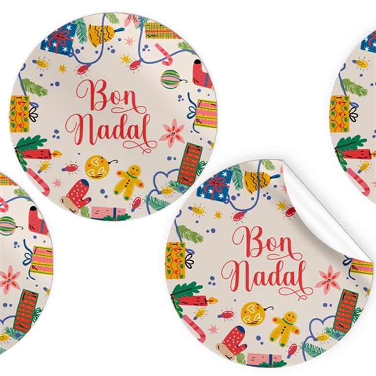 (CAT)ROLLO 250 ETIQUETAS RECTANGULAR NAVIDAD CATALAN