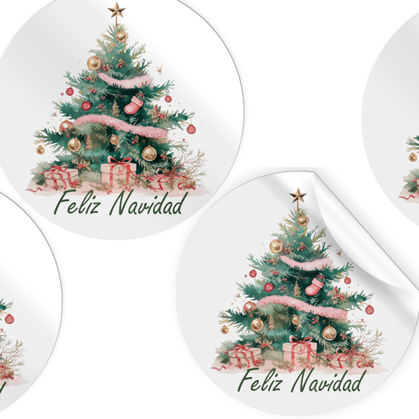 ROLLO 250 ETIQUETAS REDONDA ARBOL ROSA