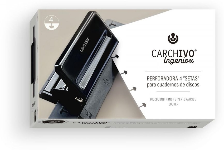 PERFORADORA INGENIOX 4 SETAS PARA HOJAS CUADERNO DISCOS