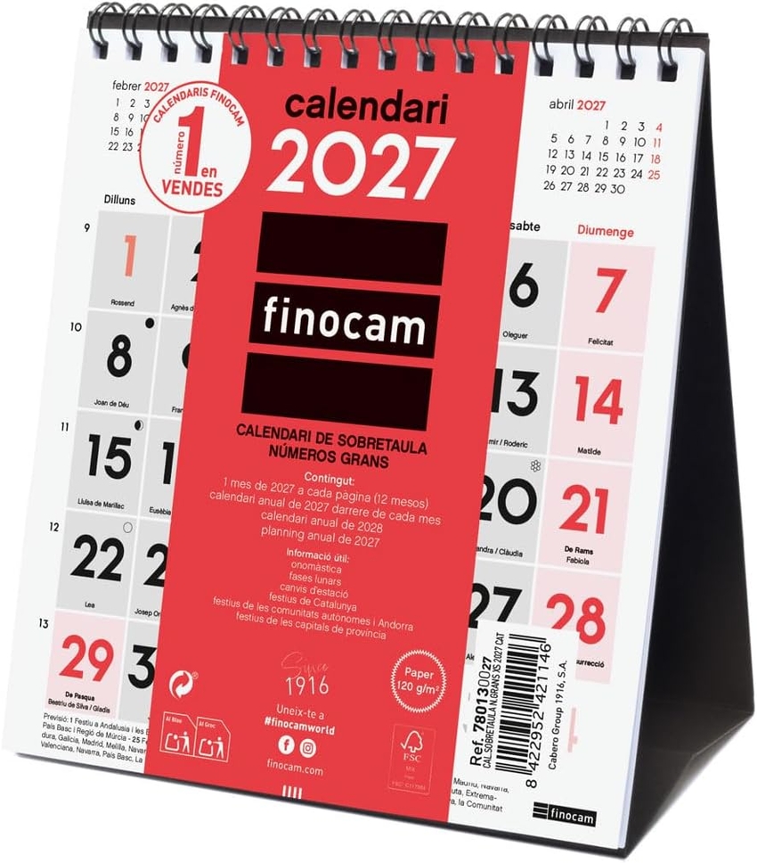 (CAT) CALENDARIO SOBREMESA NUMEROS GRANDES XS 2027 140X150M