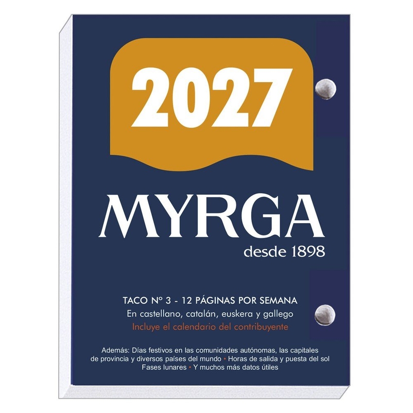 BLOQUE BUFETE N?3 A?O 2027 8,3X11CM 640 PAGINAS MYRGA