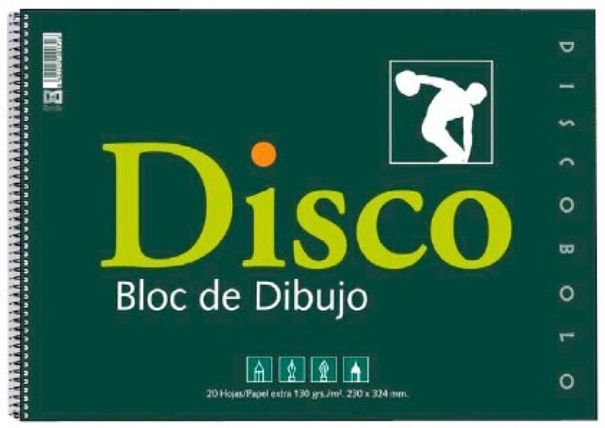 PAQ/12 BLOC DIBUJO DISCO ESPIRAL 130G 230X330MM 20H LISO
