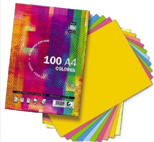 C/25 PAQUETE A4 100H 80G TAURO-EXTRA COLOR 10X10 SURTIDOS