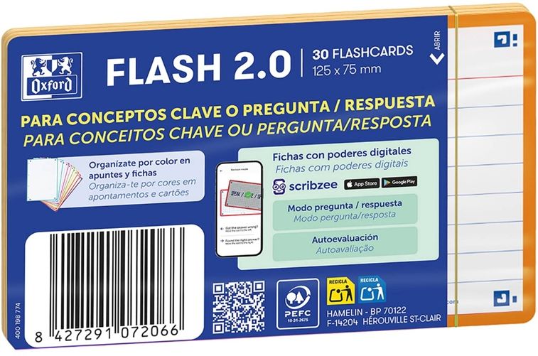 PAQUETE FLASHCARDS 2.0 OXFORD A7 30F 1 LINEA NARANJA