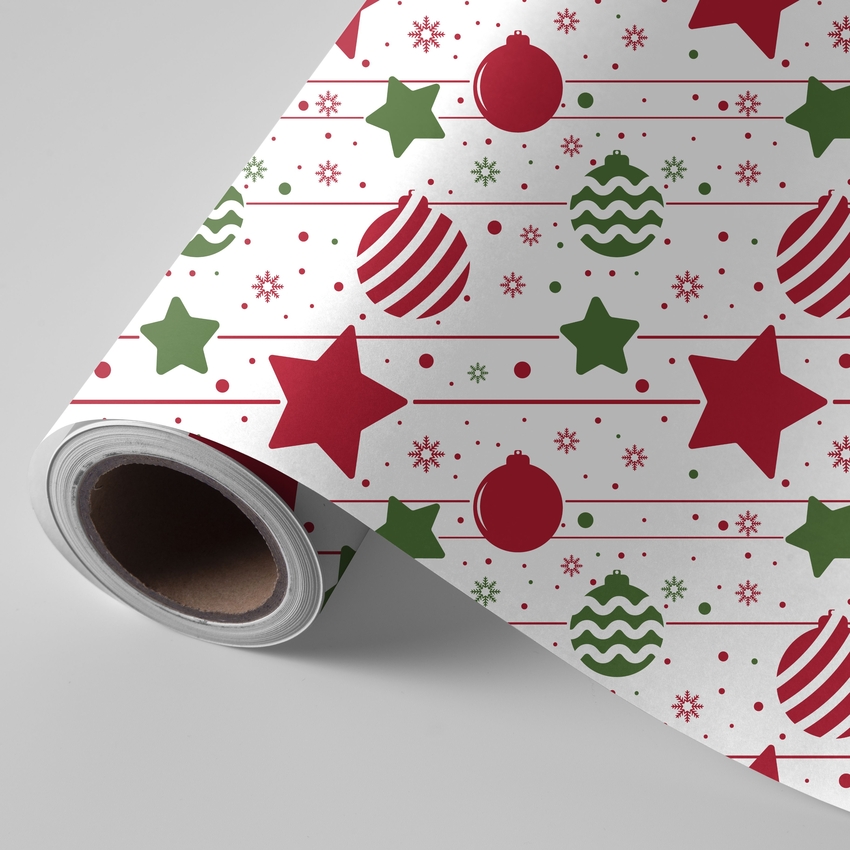 BOBINA PAPEL REGALO NAVIDAD ESTRELLAS ROJAS 62CMX4KG
