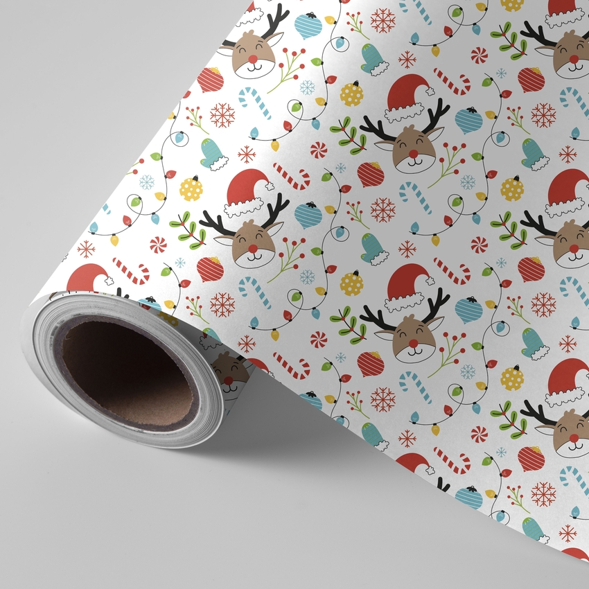 BOBINA PAPEL REGALO NAVIDAD RUDOLF 62CMX4KG