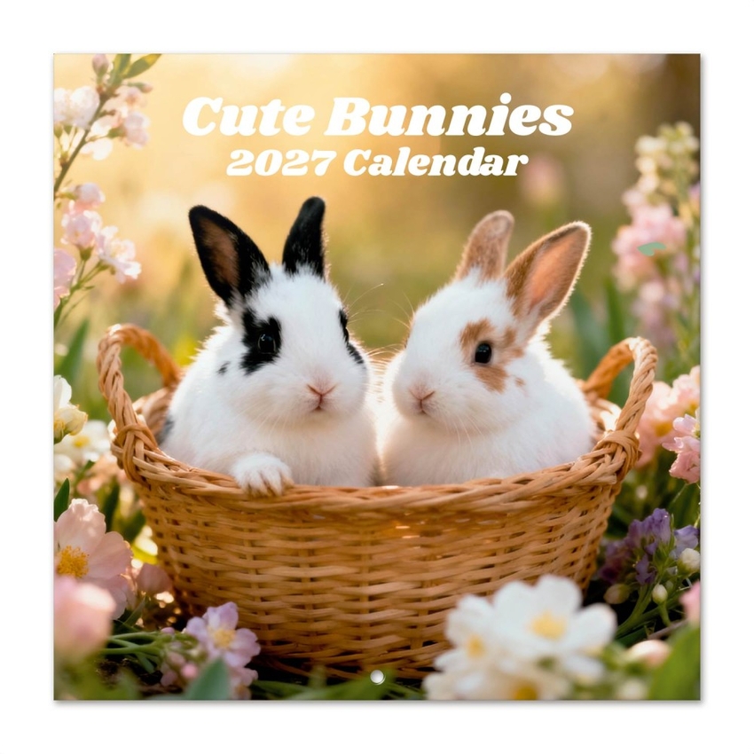 CALENDARIO PARED 2027 CONEJITOS 30X30CM