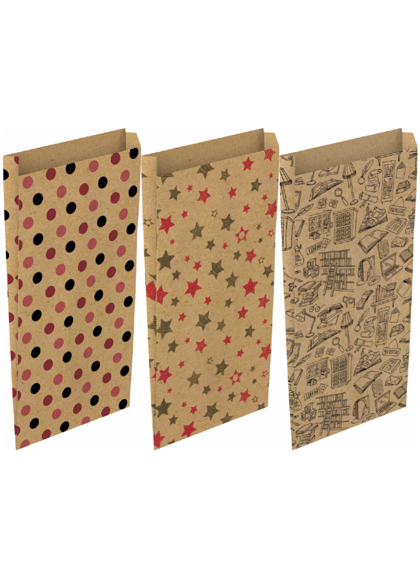 PAQ/12 SOBRE BOLSA PAPEL KRAFT COLOR KRAFT 15X6X30CM SURTID